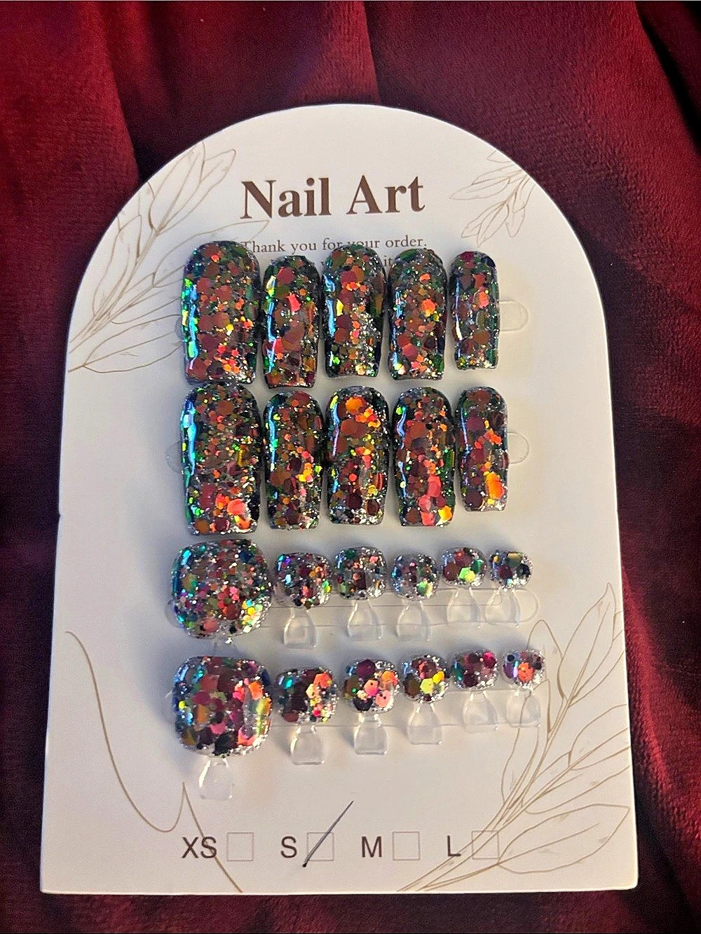 Multicolor Glitter Abstract Press-On Nails